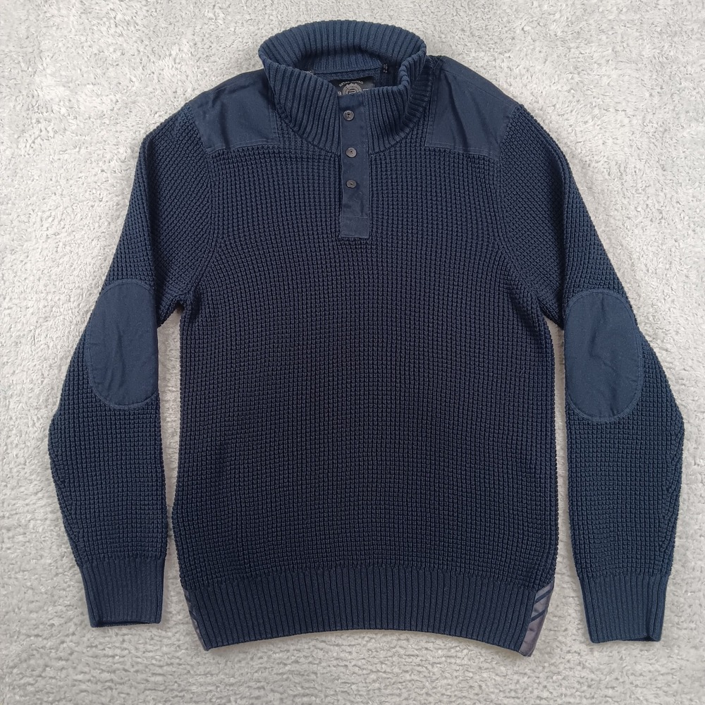Established 1972 Sweater Mens XXL Navy Blue Military Patch Quarter-Zip Knit